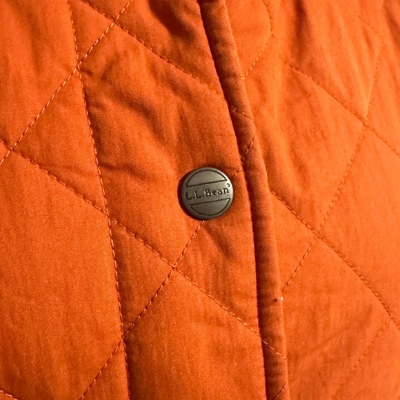 L.L. Bean Woman’s Quilted Vest, Corduroy Burnt Orange, Black Collar - Picture 3 of 11